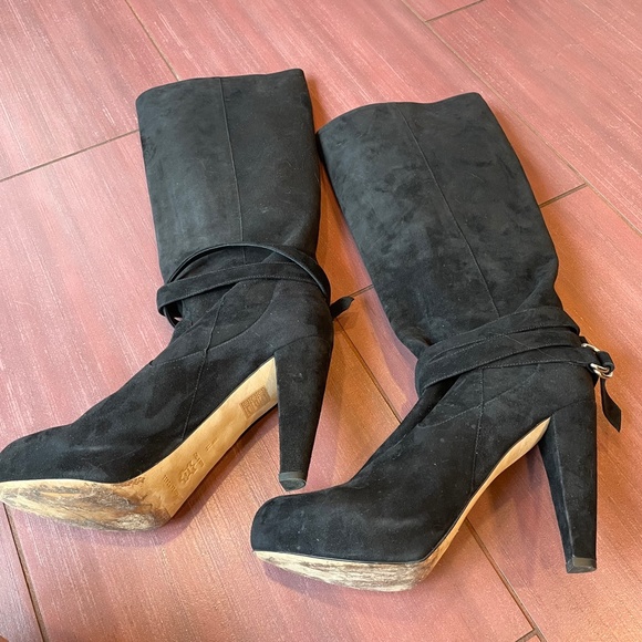 Loeffler Randall tall suede boots with ankle strap - Picture 6 of 8